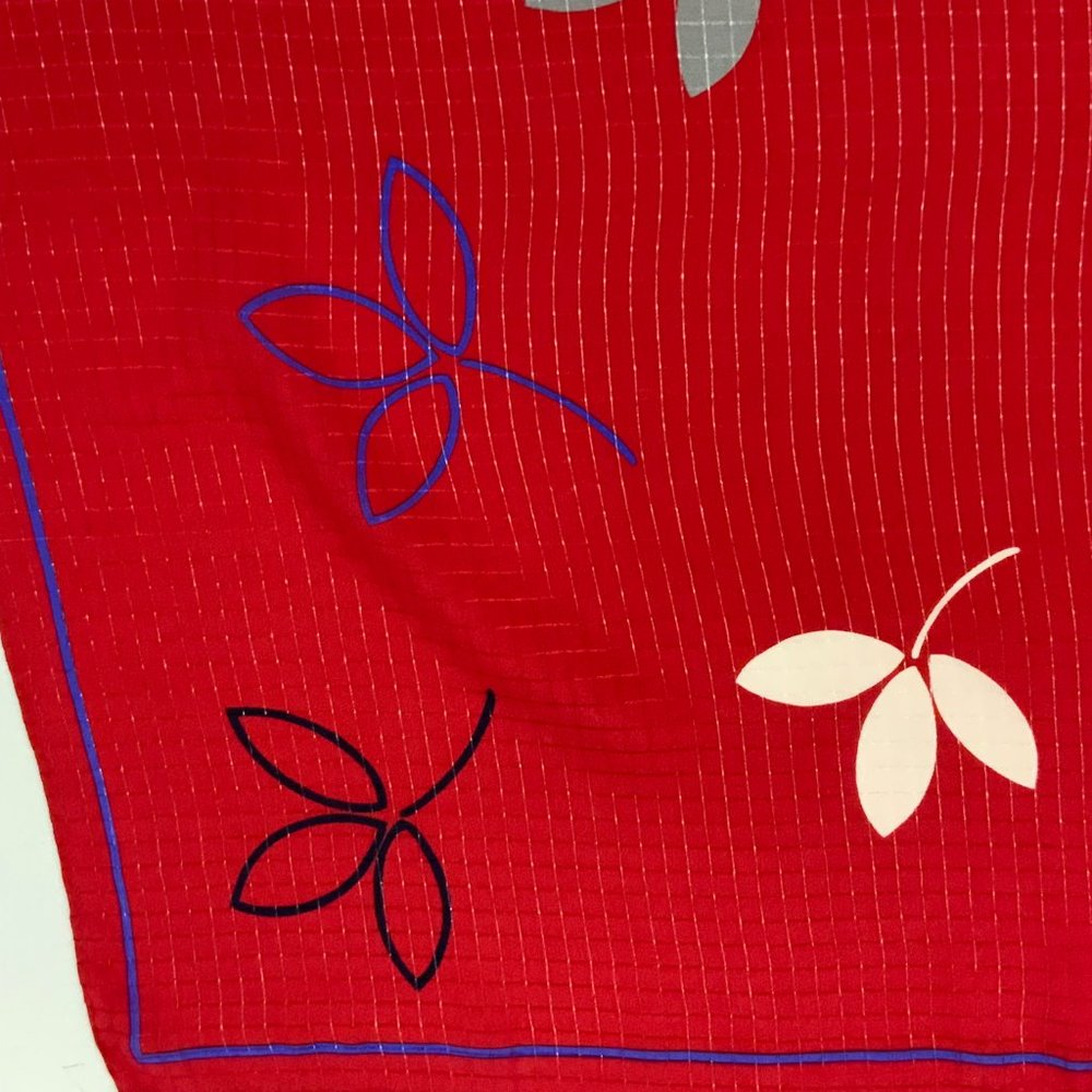 Vintage Fisba Stoffels Silk Red Abstract Floral Scarf  29" - Picture 12 of 16
